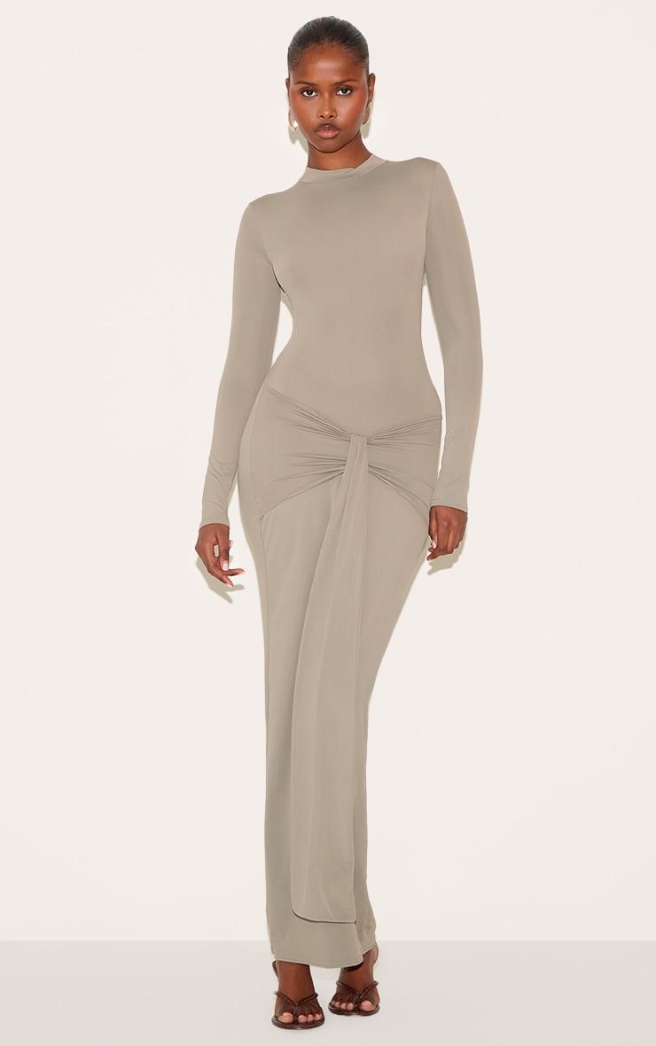 Mushroom Matte Sculpt Wrap Maxi Dress Product Image