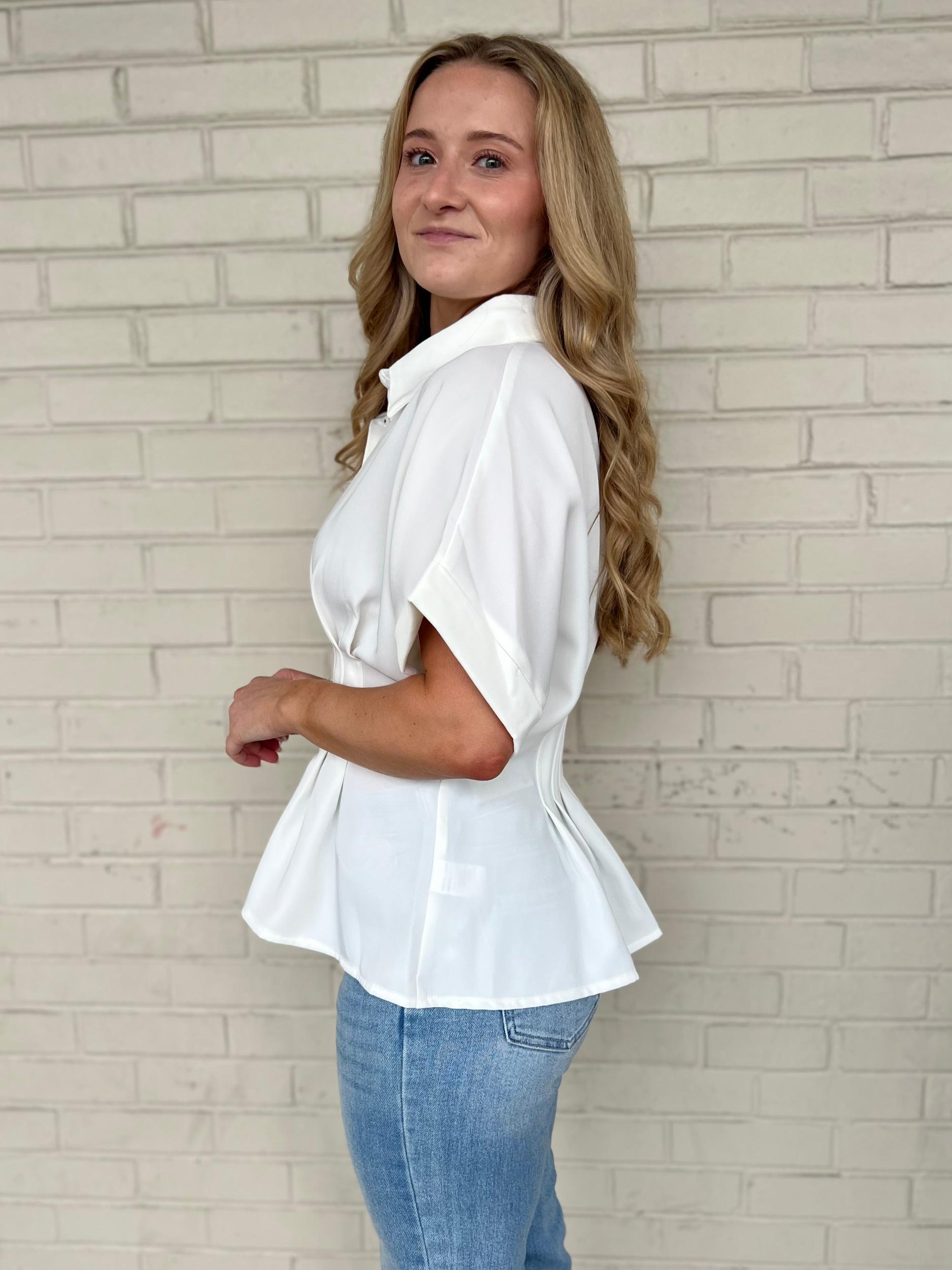 Lillian Short Sleeve Pleated Top Product Image