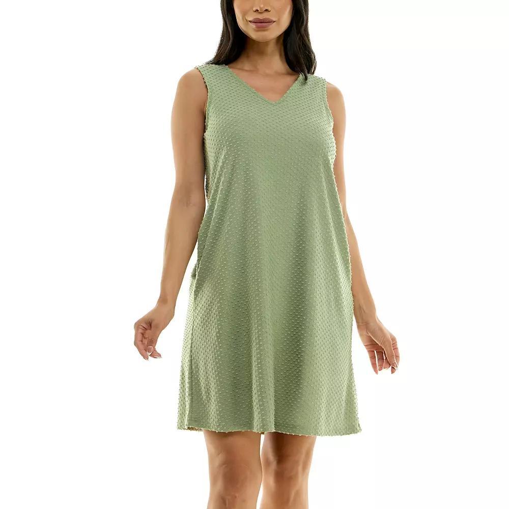 Womens Nina Leonard V-Neck Reversible Trapeze Dress Light Green Product Image