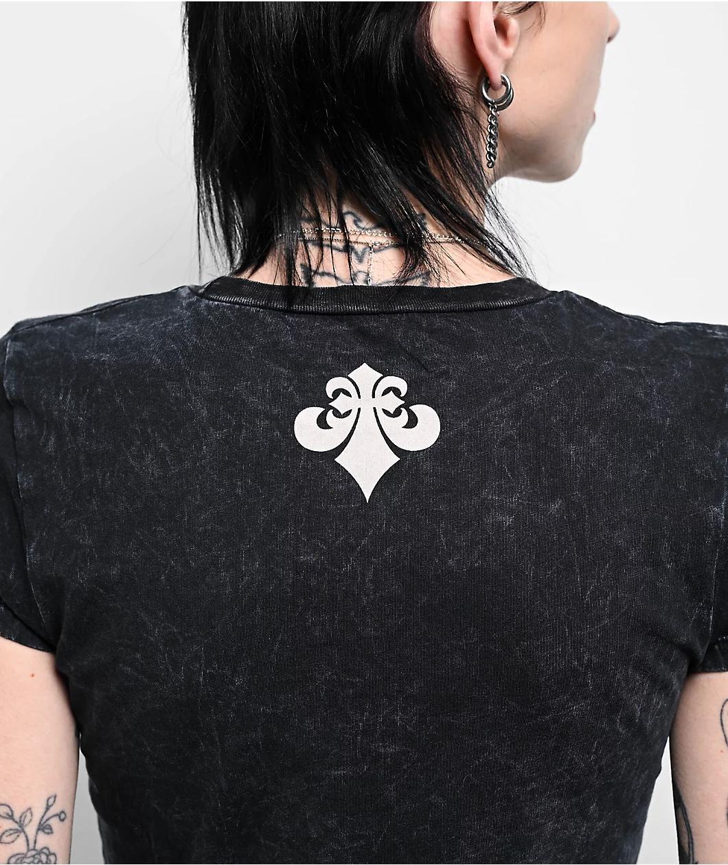 Affliction Night Screamer Black Lava Wash Crop T-Shirt Product Image