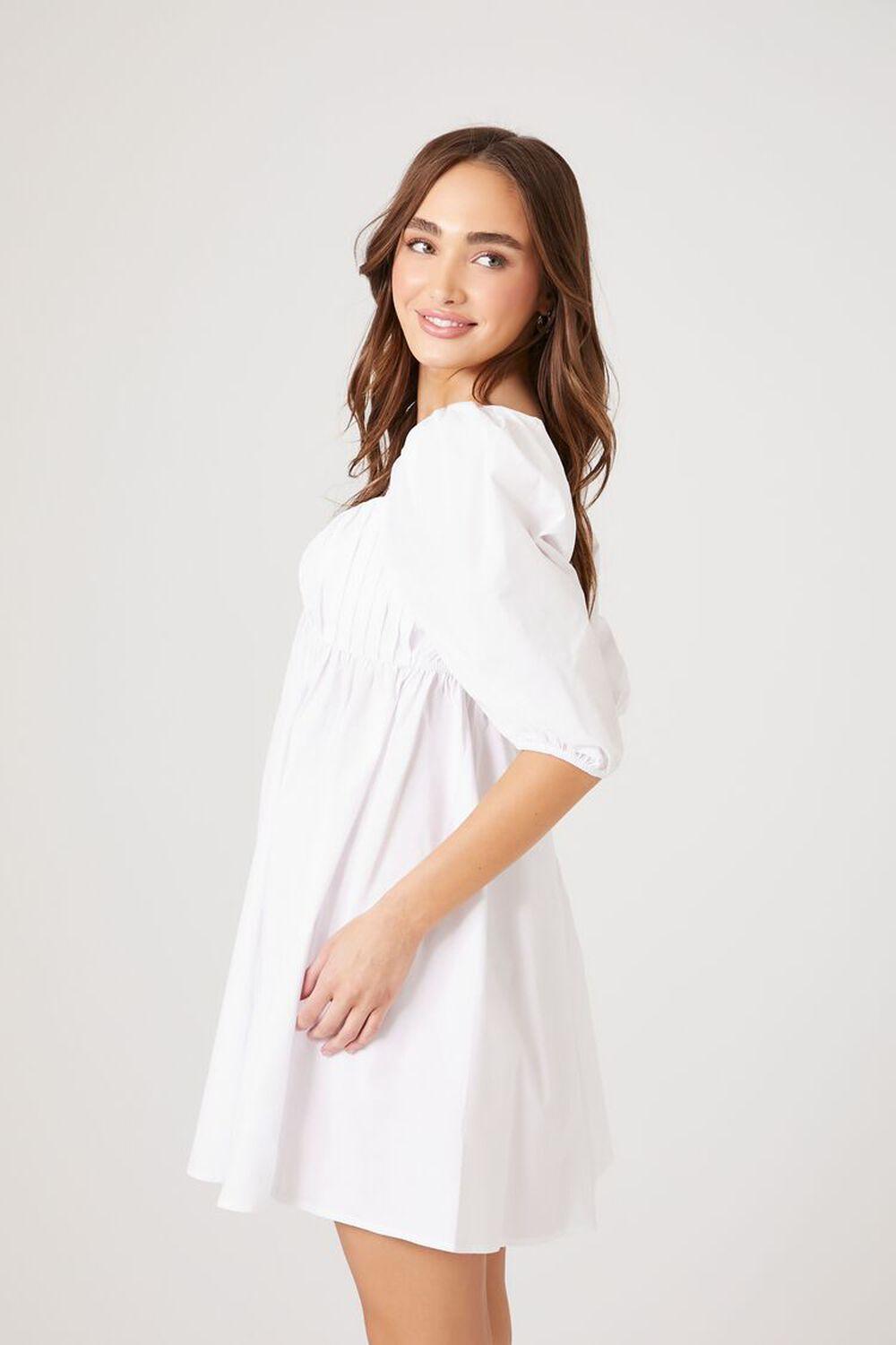Poplin Puff-Sleeve Babydoll Dress | Forever 21 Product Image