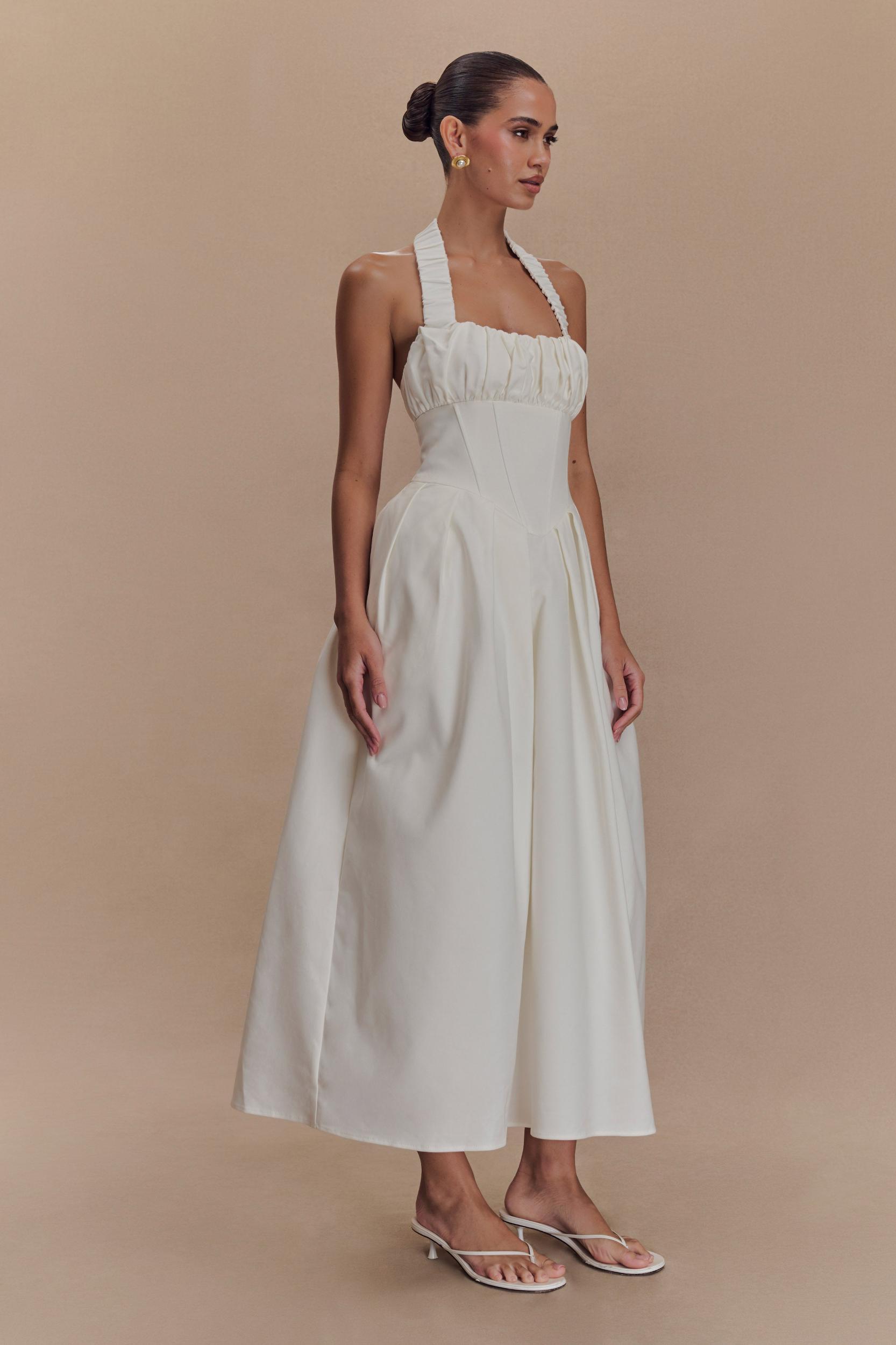 Candy Halter Midi Dress - White Product Image