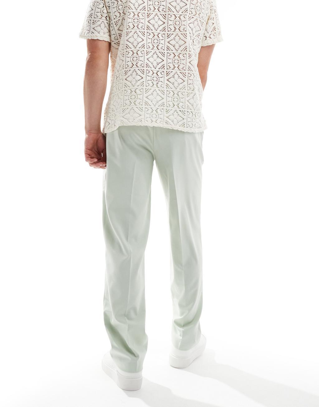 ASOS DESIGN smart straight leg wedding pants in sage green Product Image