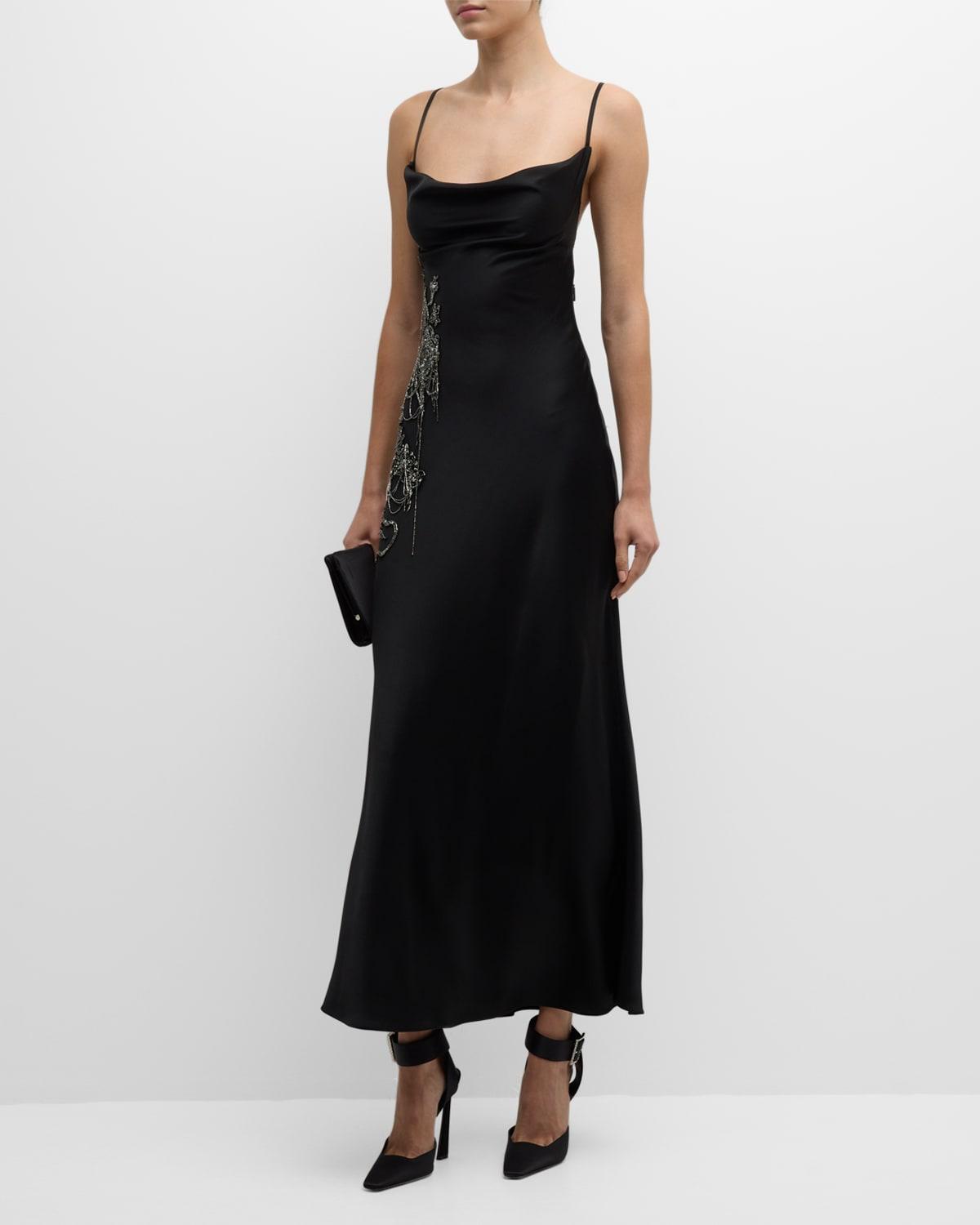 Womens Beaded & Open-Back Satin Gown Product Image