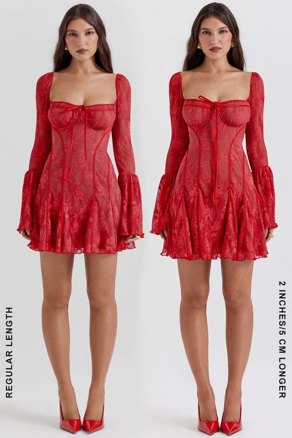 Analissa Scarlet Lace Corset Dress Product Image