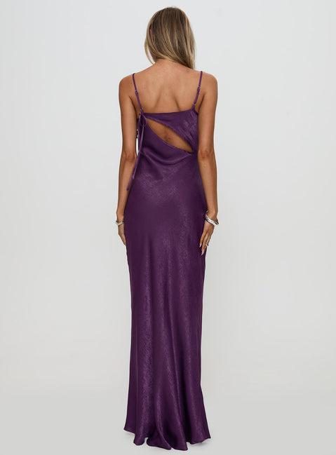 Linger Bias Cut Maxi Dress Purple Product Image