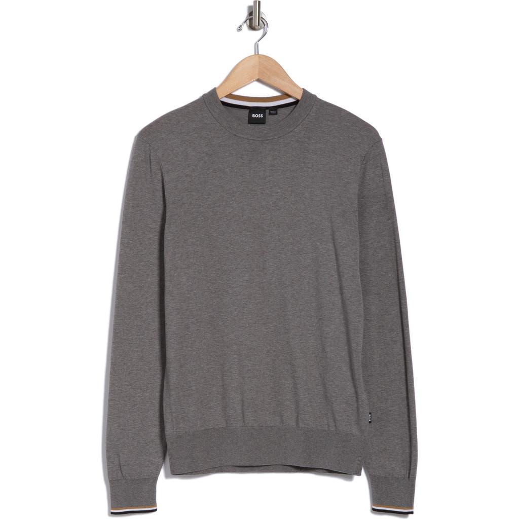 HUGO BOSS Boss Ebello-g Cotton Sweatshirt In Silver Product Image