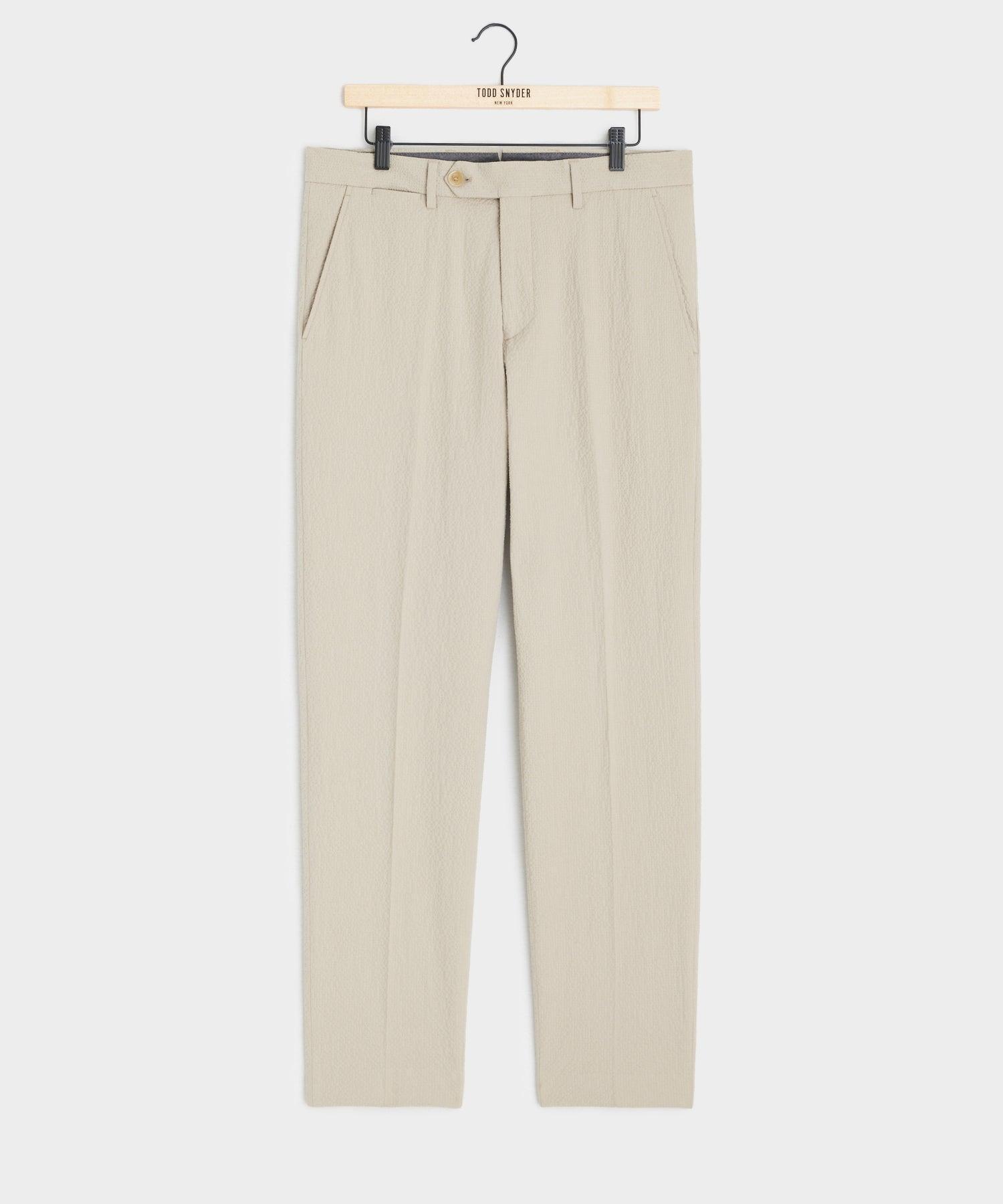 Italian Seersucker Sutton Trouser in Stone Product Image