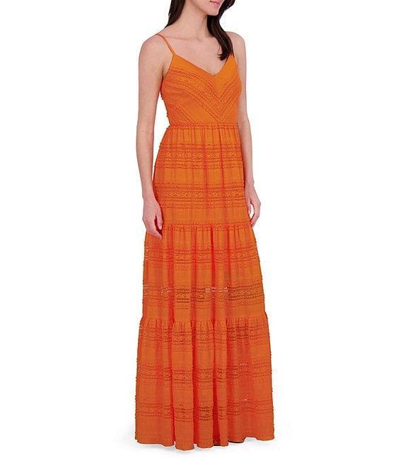 Eliza J Lace V-Neck Sleeveless Tiered Maxi Dress Product Image