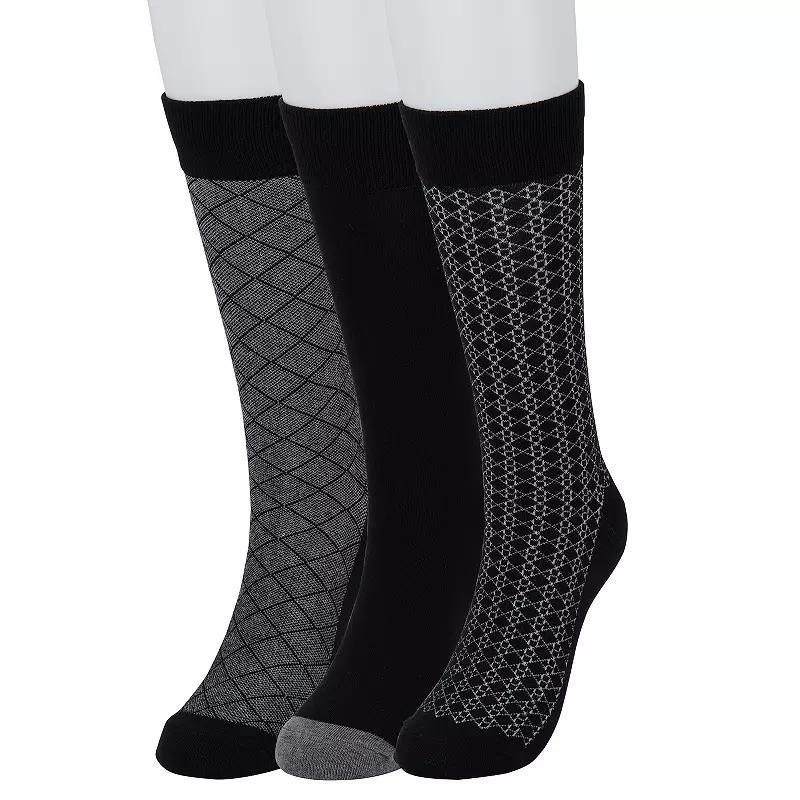 Men's Sonoma Goods For Life® 3-pack Patterned Dress Socks, Black Plaid Product Image