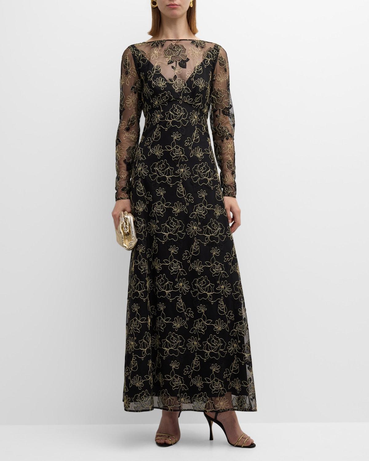 Womens Floral Tulle Maxi Dress Product Image