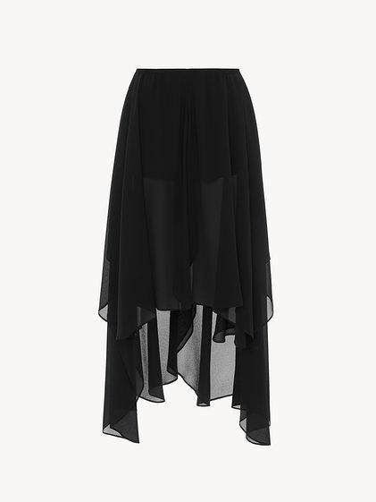 Fluid volant shorts in silk georgette Product Image