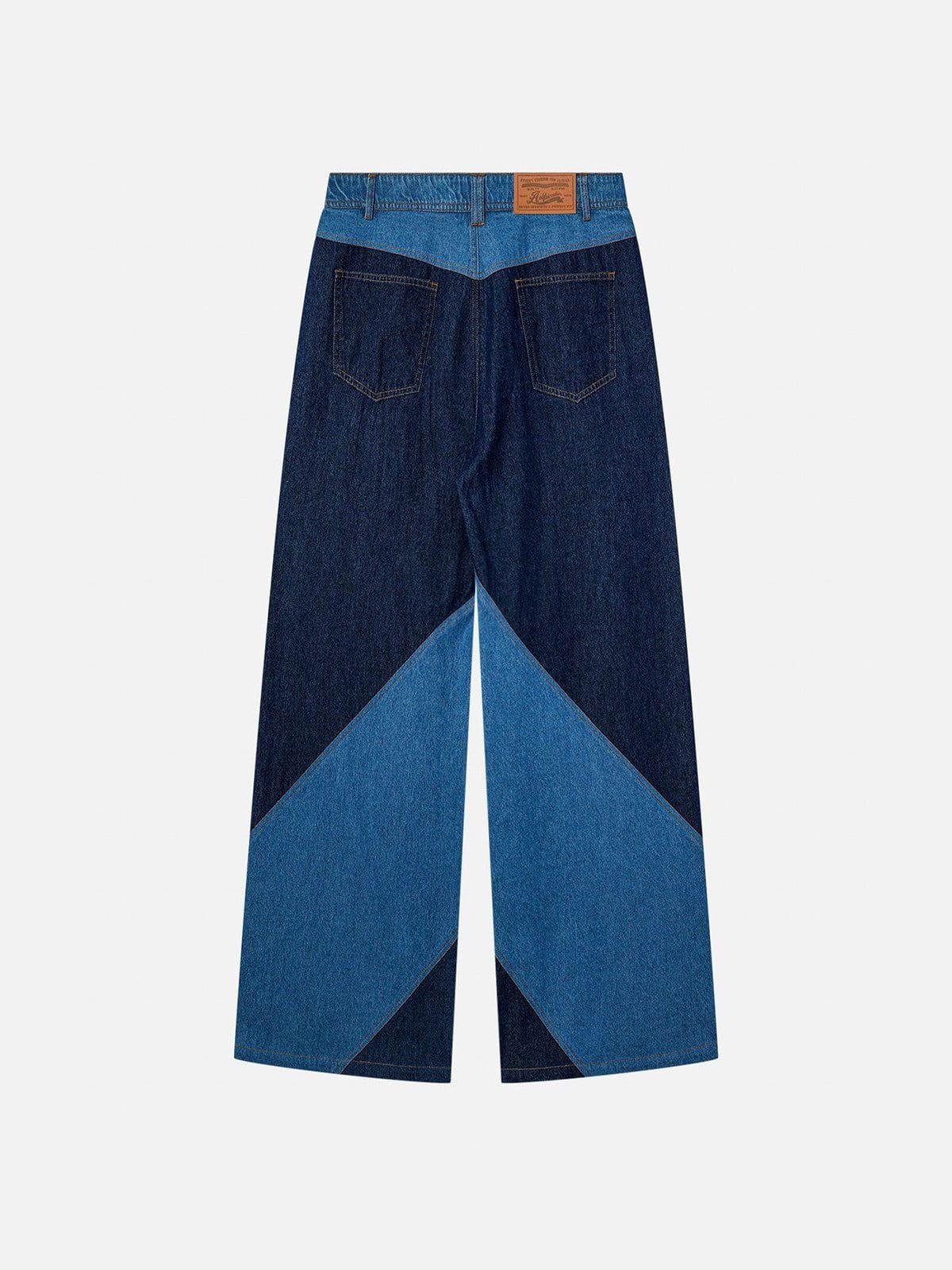 Aelfric Eden Color Blocking Patchwork Loose Jeans Product Image