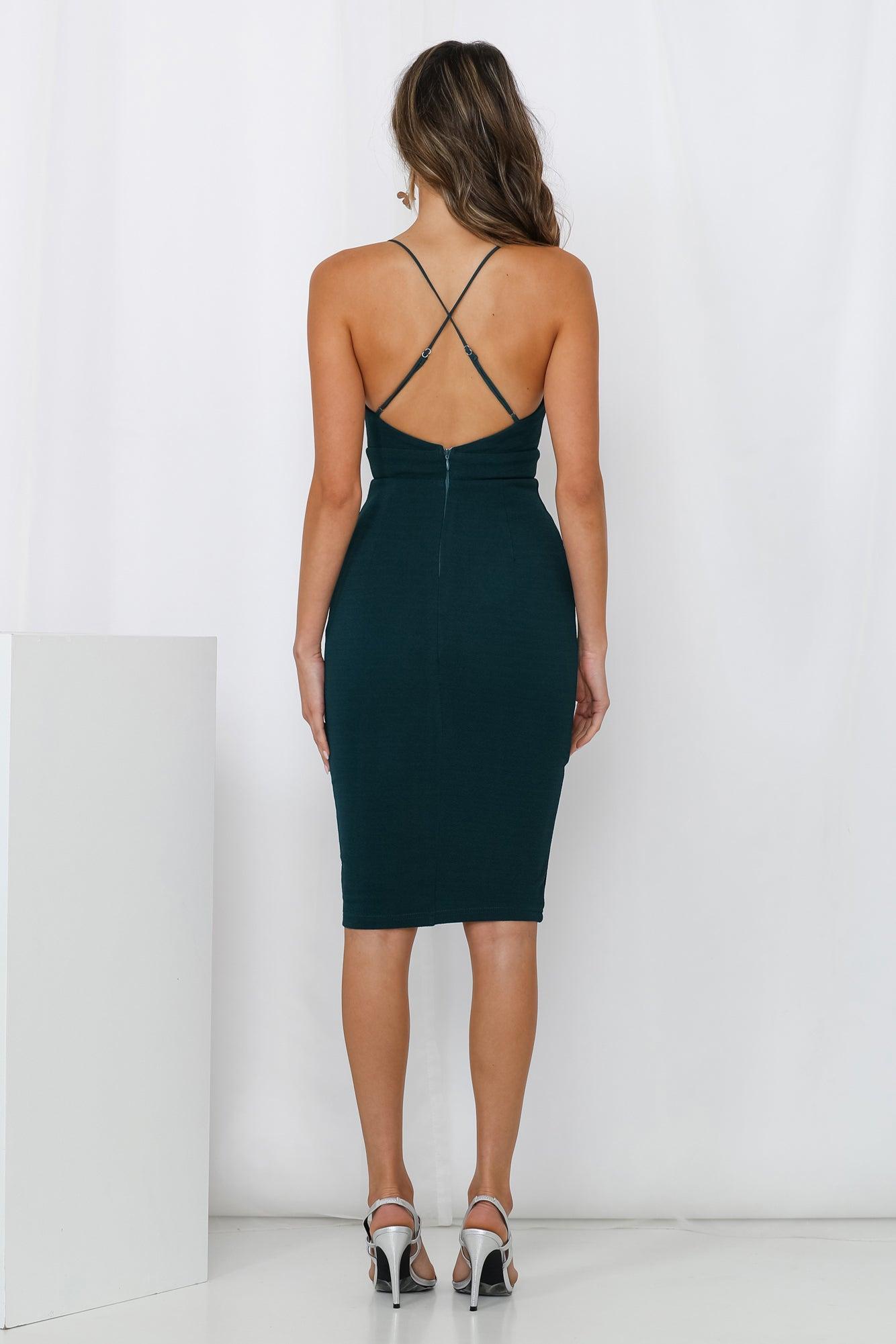 Turn Down The Lights Midi Dress Forest Green Product Image