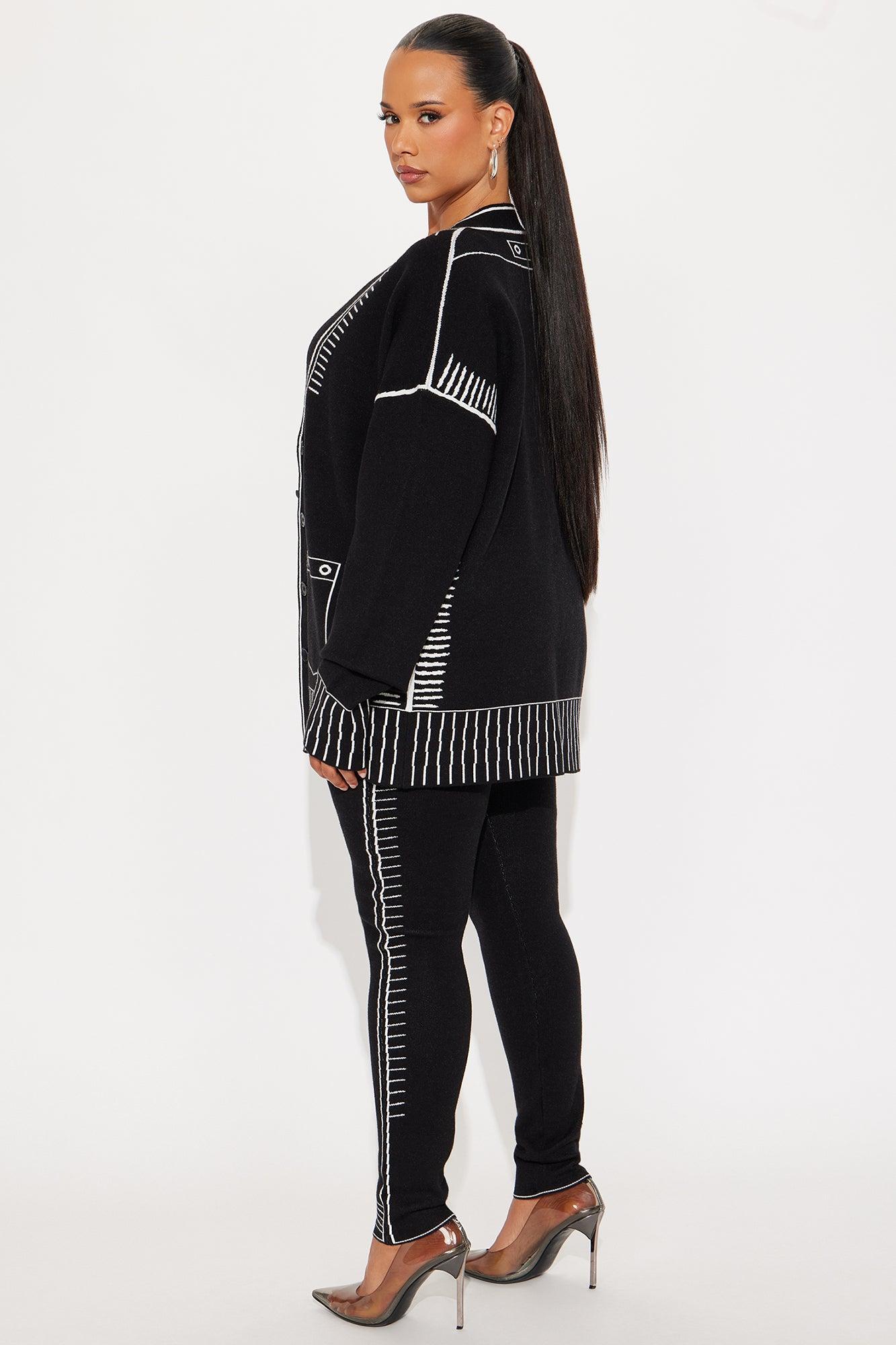 Riley Sweater Pant Set - Black/White Product Image