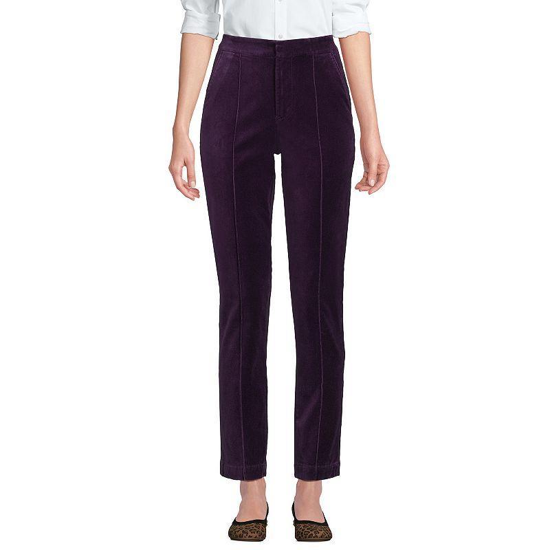 Women's Lands' End Velvet High Rise Pintuck Pencil Ankle Pants, Size: 18, Deep Balsam Product Image