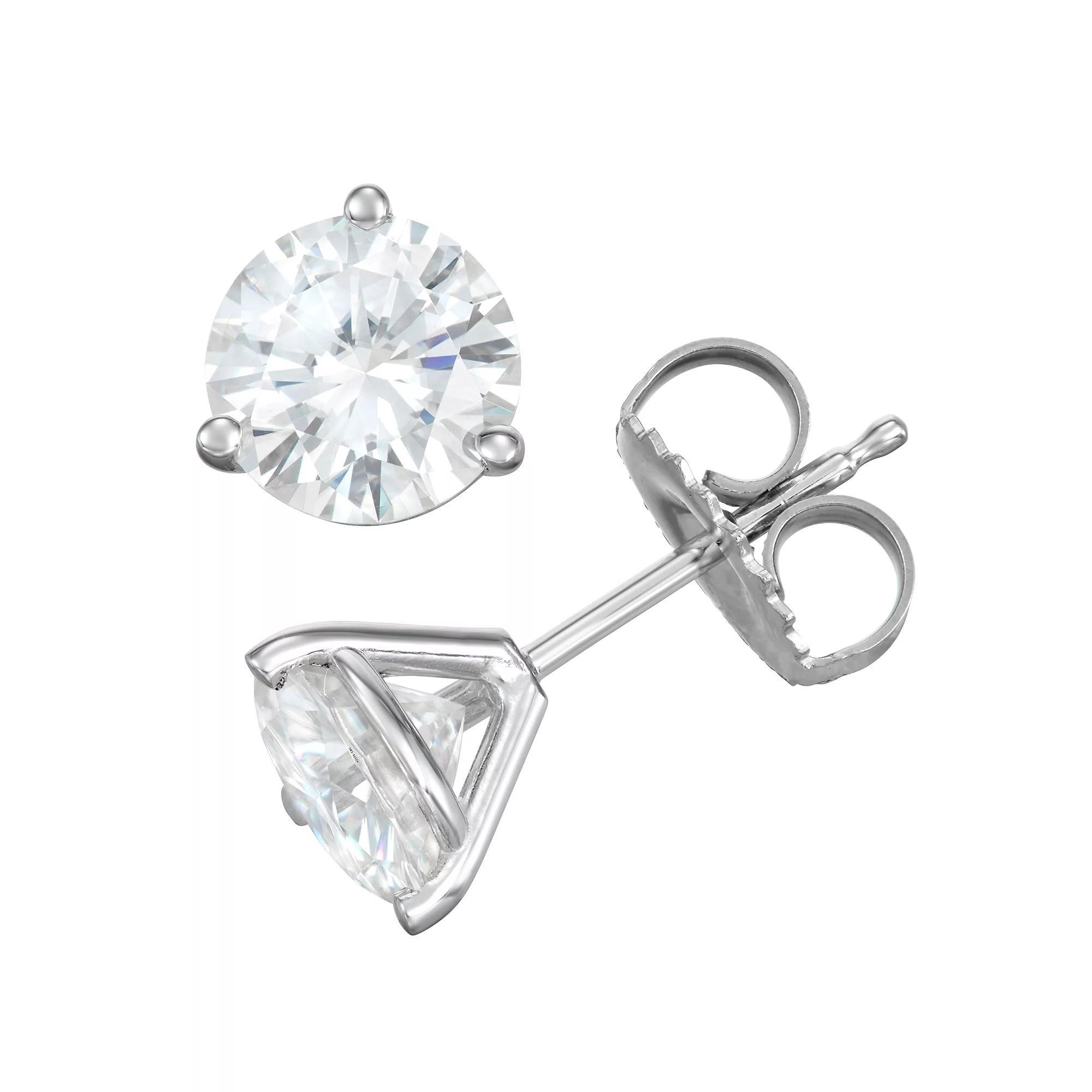 Charles & Colvard 14k White Gold 3 Carat T.W. Lab-Created Moissanite Stud Earrings, Women's Product Image