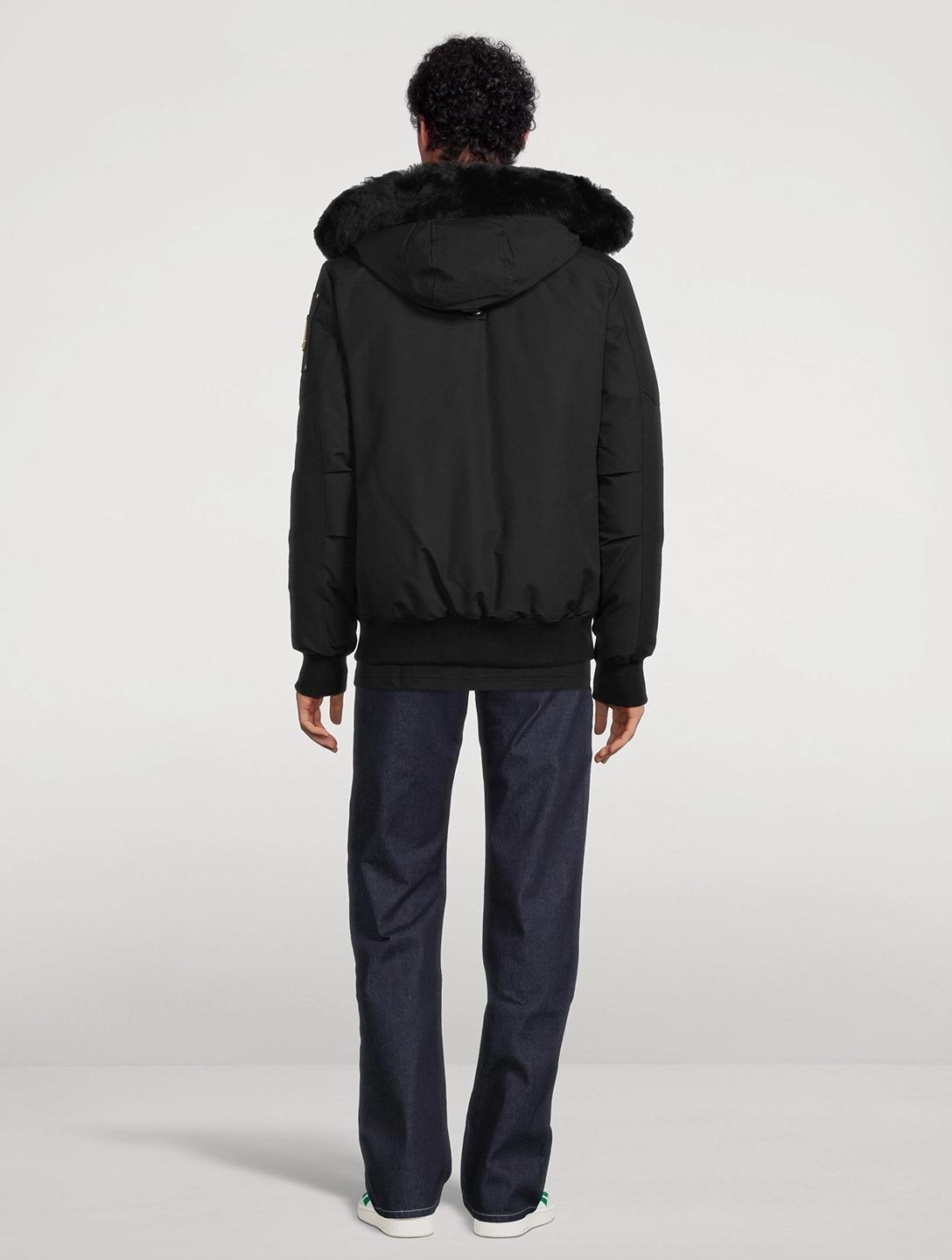 Moose knuckles Mens Little Rapids Black Bomber with Black Shearling Product Image