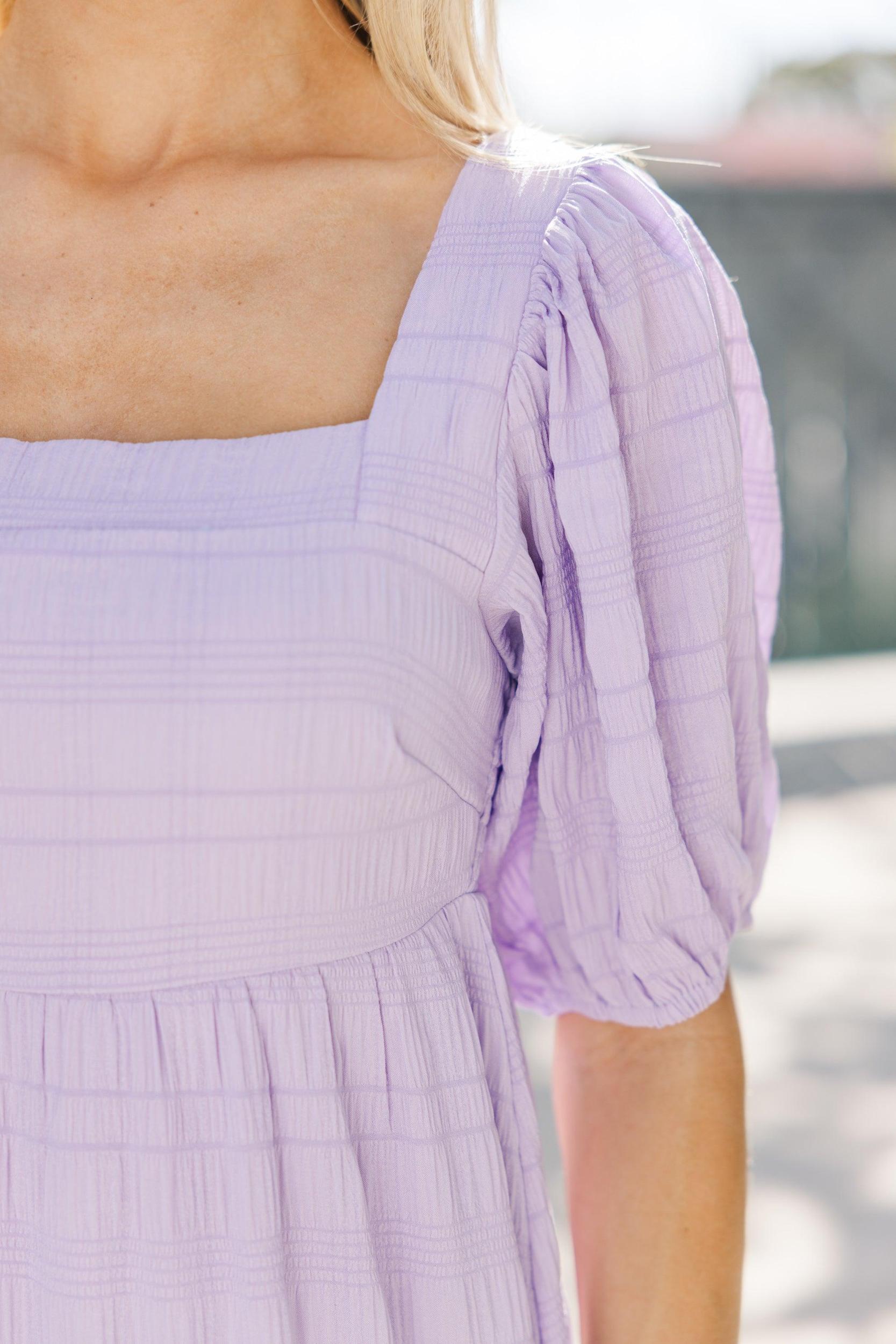 Think About It Lavender Purple Midi Dress Female Product Image