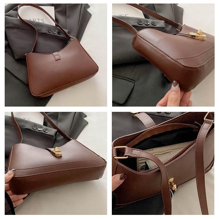 Plain Faux Leather Shoulder Bag Product Image