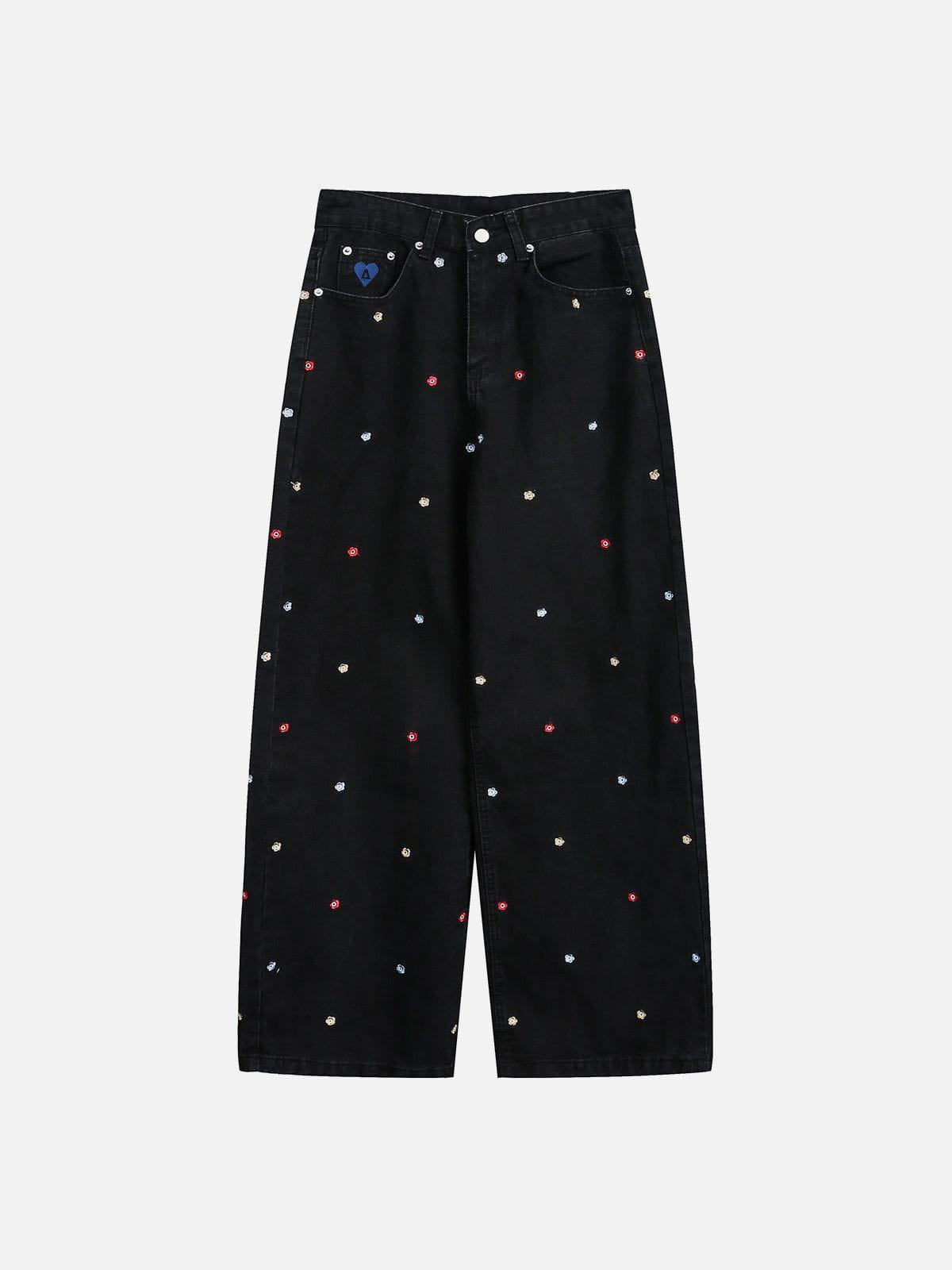 Aelfric Eden Colorful Flower Embroidery Jeans Product Image