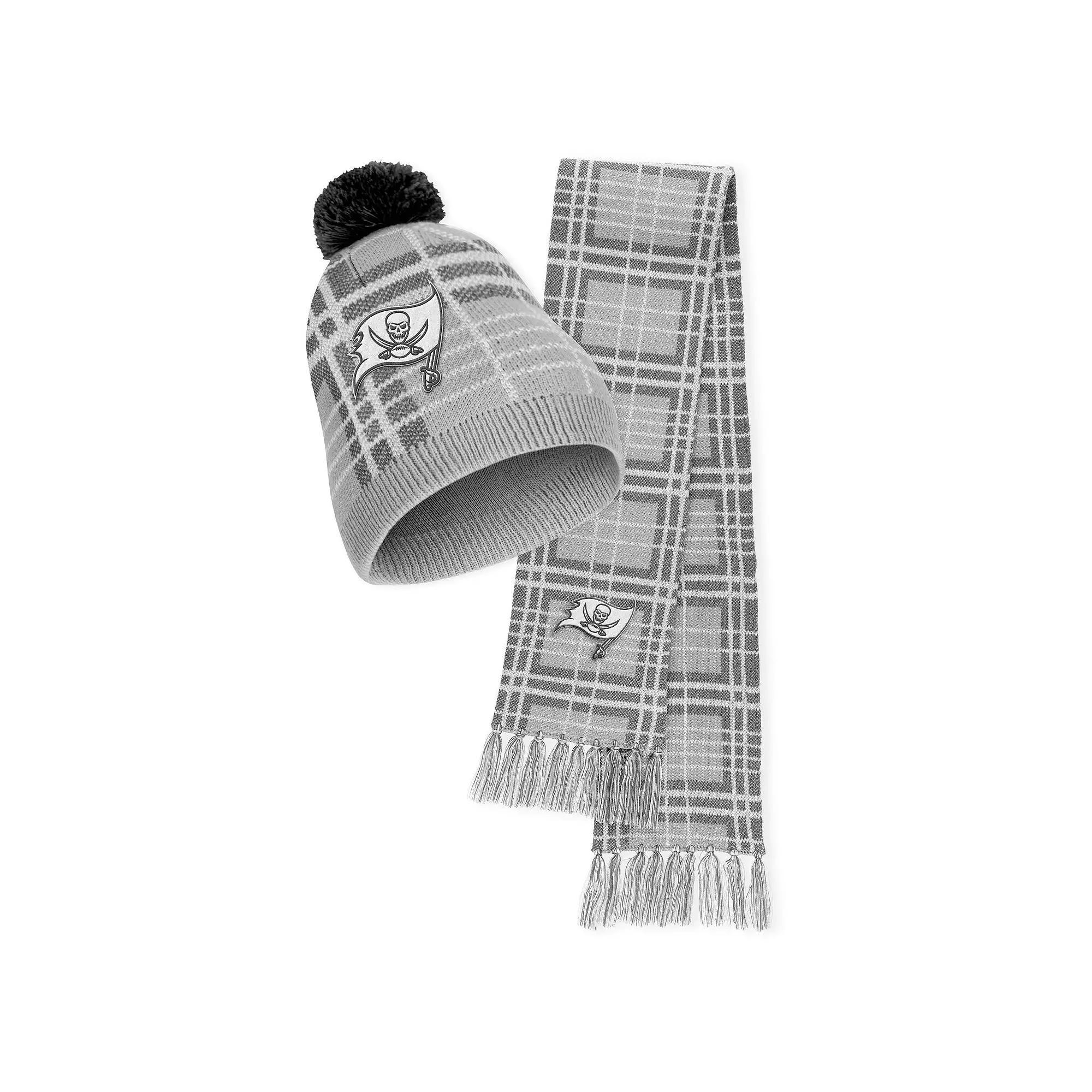 Womens WEAR by Erin Andrews Tampa Bay Buccaneers Plaid Knit Hat with Pom & Scarf Set Product Image