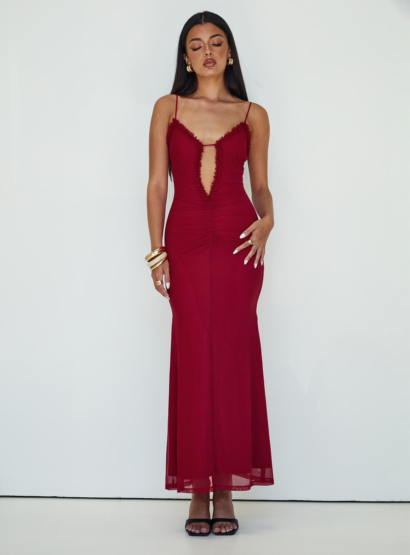 Capisce Maxi Dress Red Petite Product Image