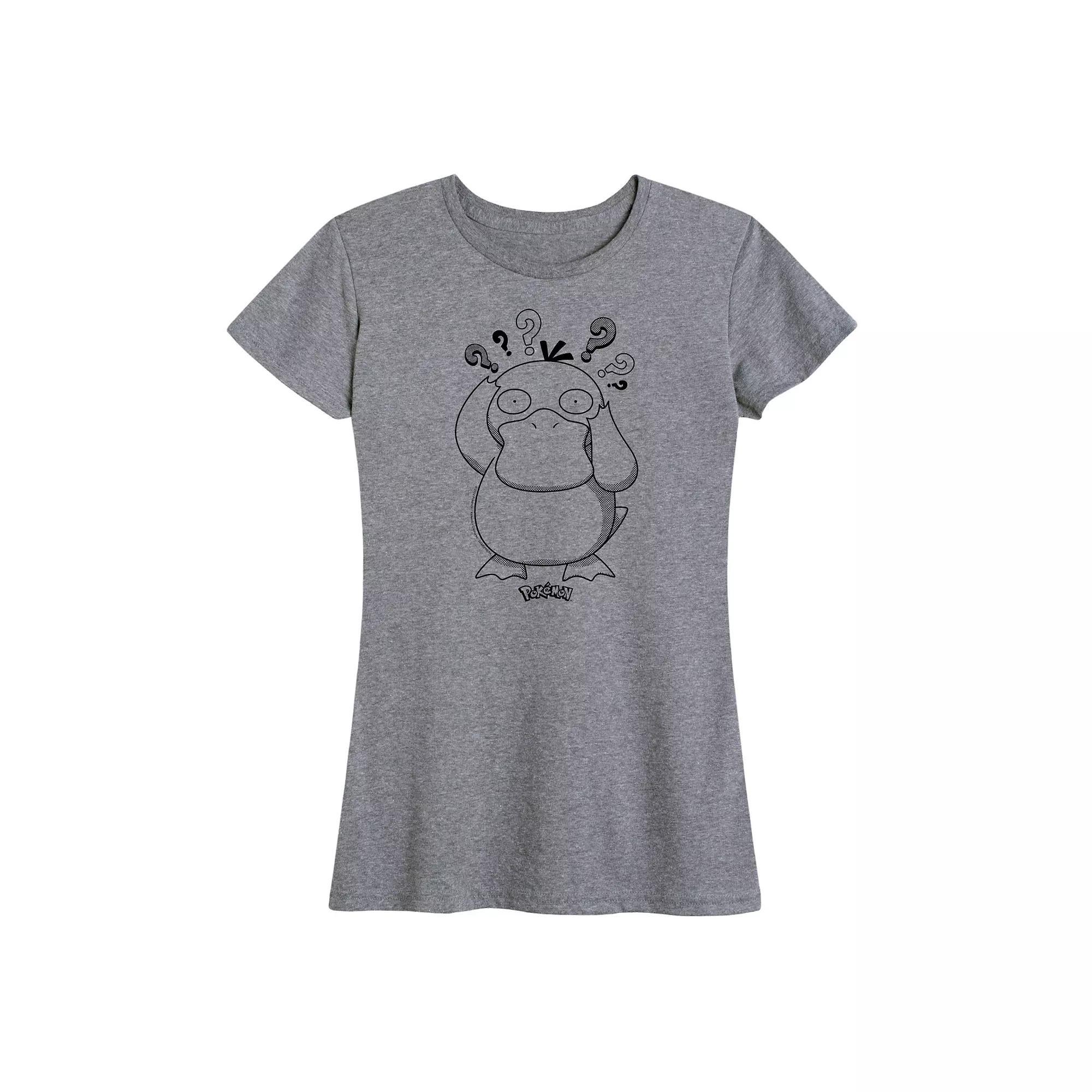Plus Pokemon Psyduck Pattern Graphic Tee, Womens Grey Gray Product Image