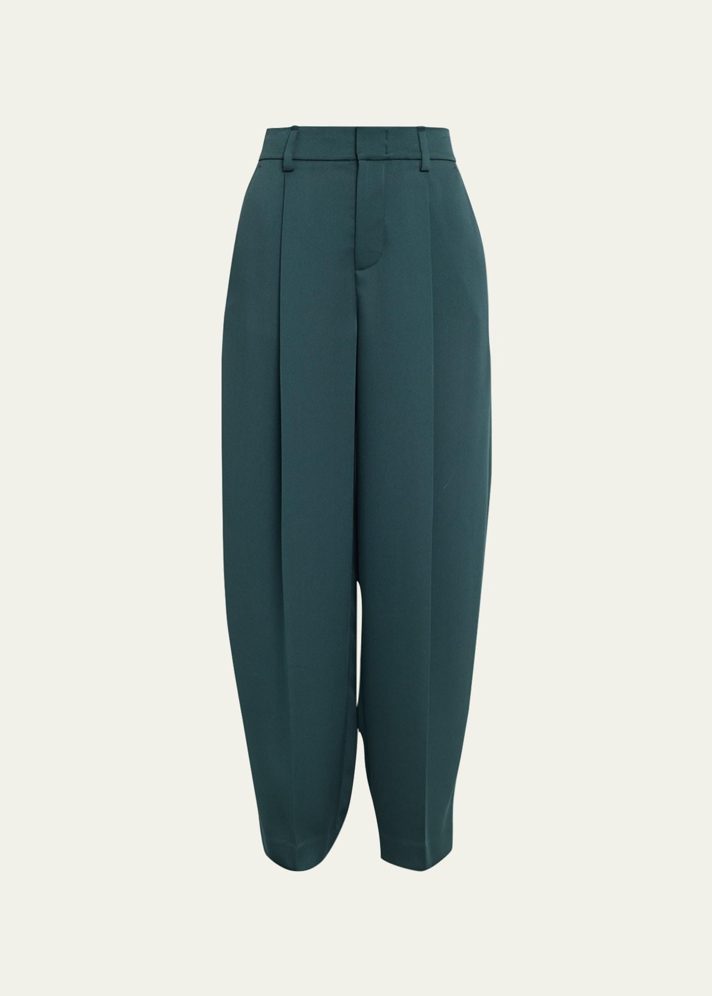 Silk Satin Pleated Wide-Leg Pants Product Image