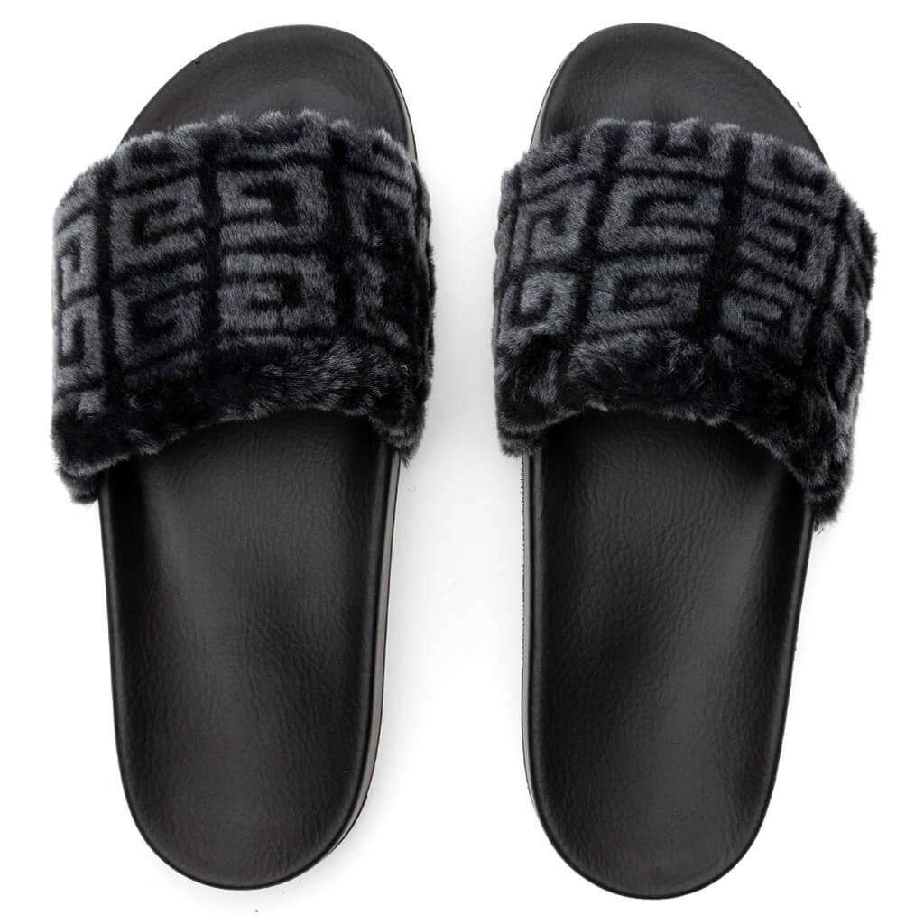 Leather Slide Flat Sandal - Black Male Product Image