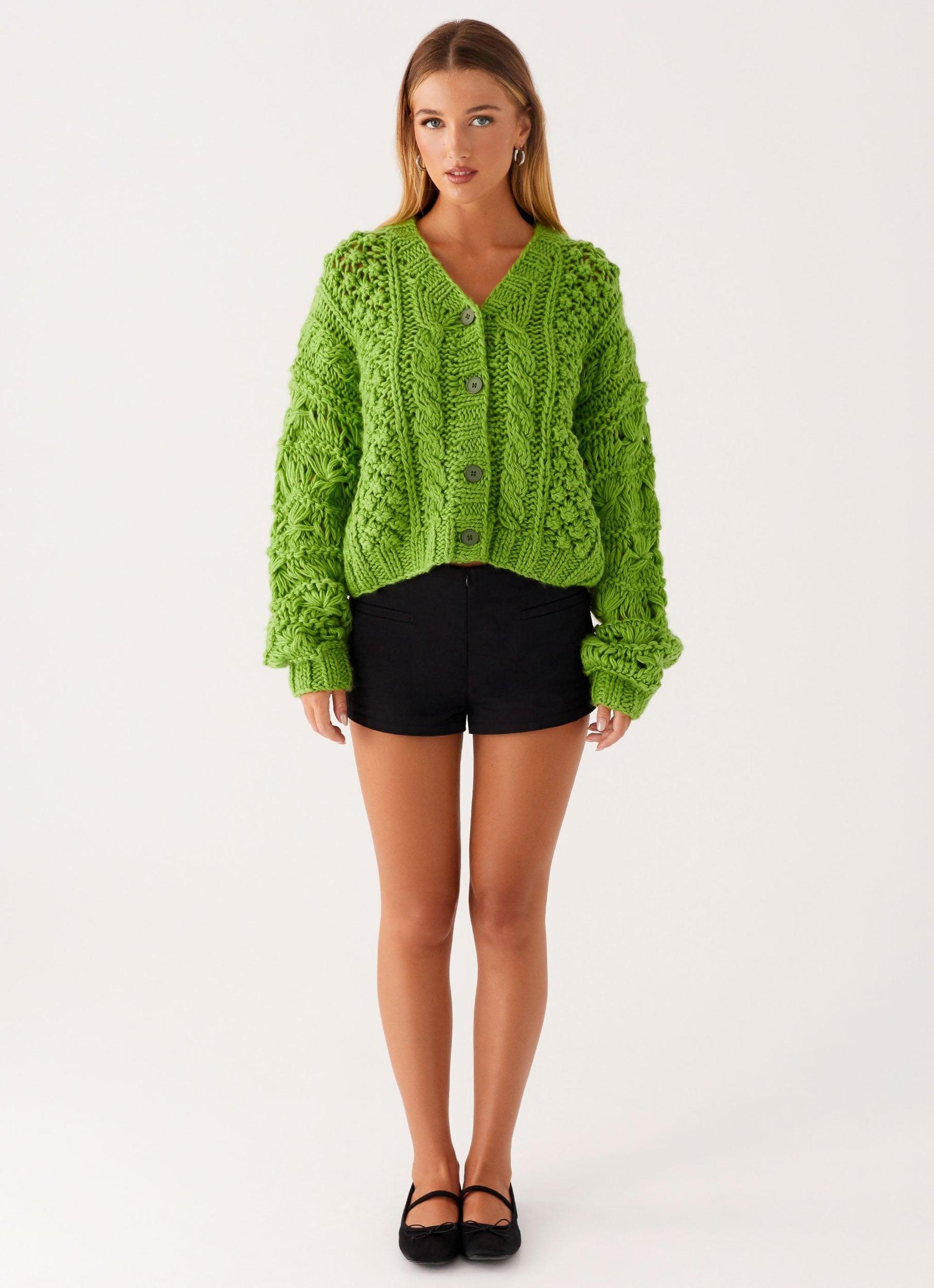 Hazel Knit Cardigan - Green Product Image