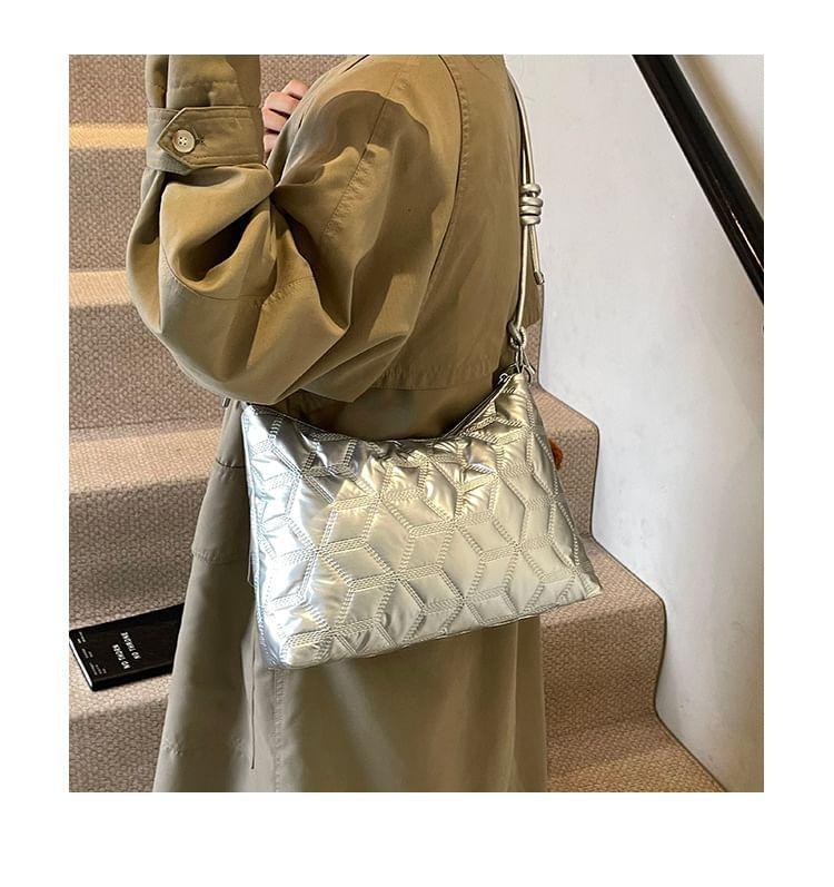 Faux Leather Plain Crossbody Bag Product Image