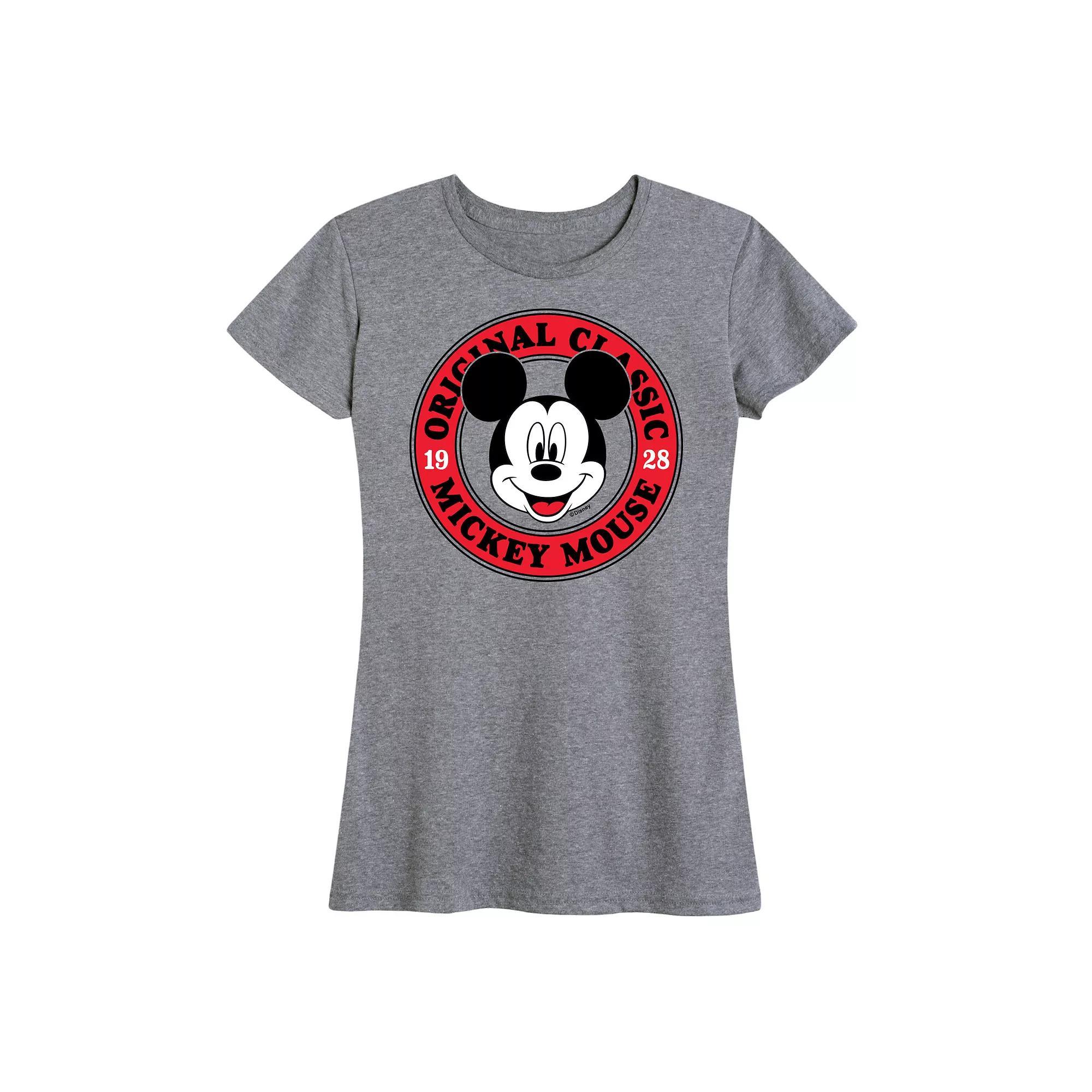 Disneys Mickey Mouse Womens Original Classic Graphic Tee Grey Royal Blue Product Image