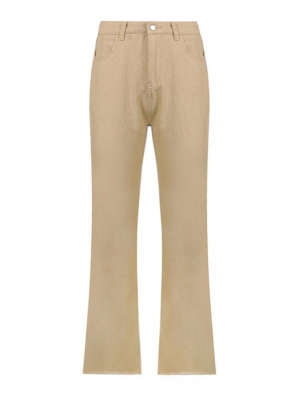 High Waisted Solid Flare Jeans Product Image