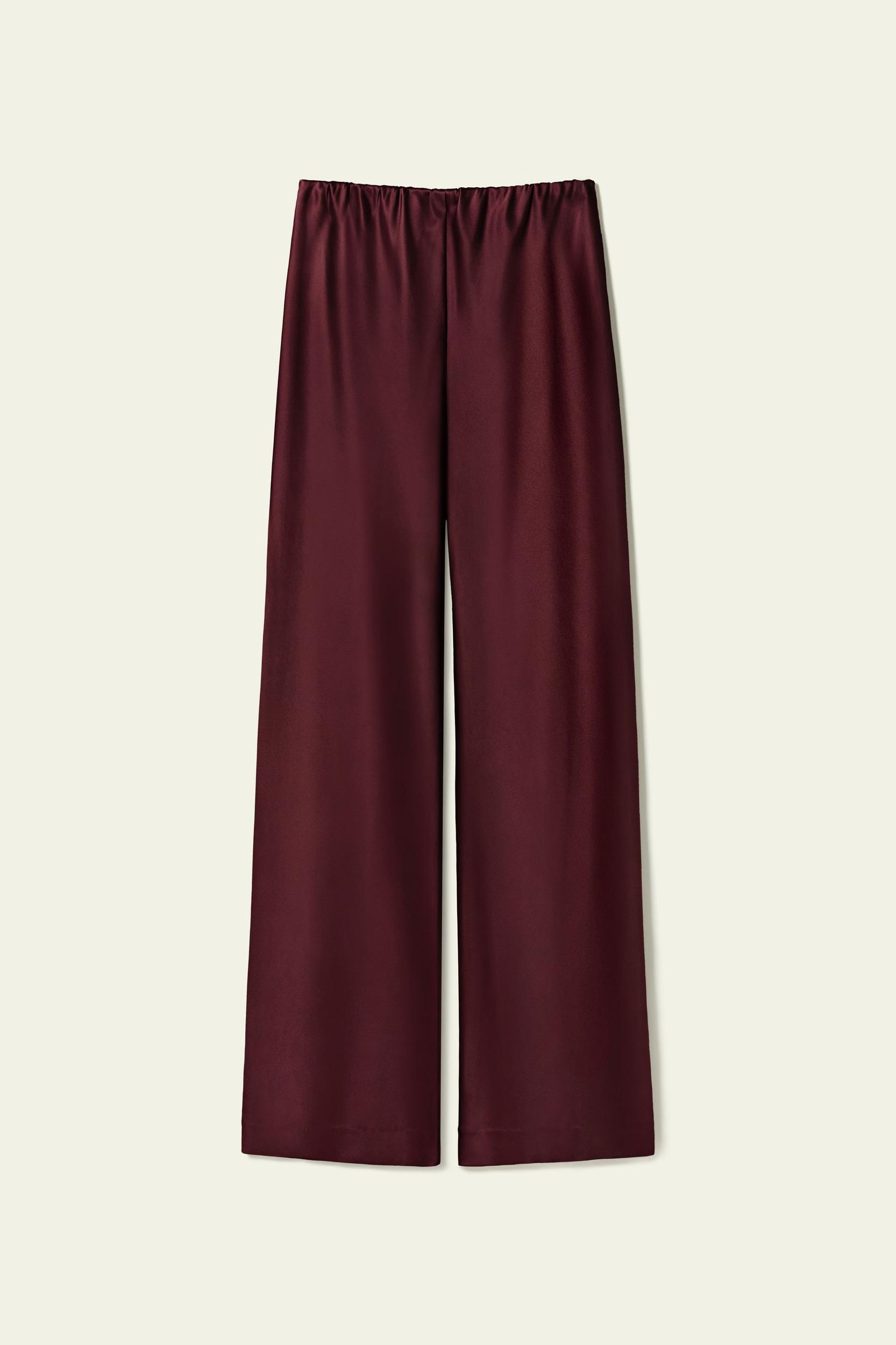 Straight-Leg Silk Satin Pants Product Image