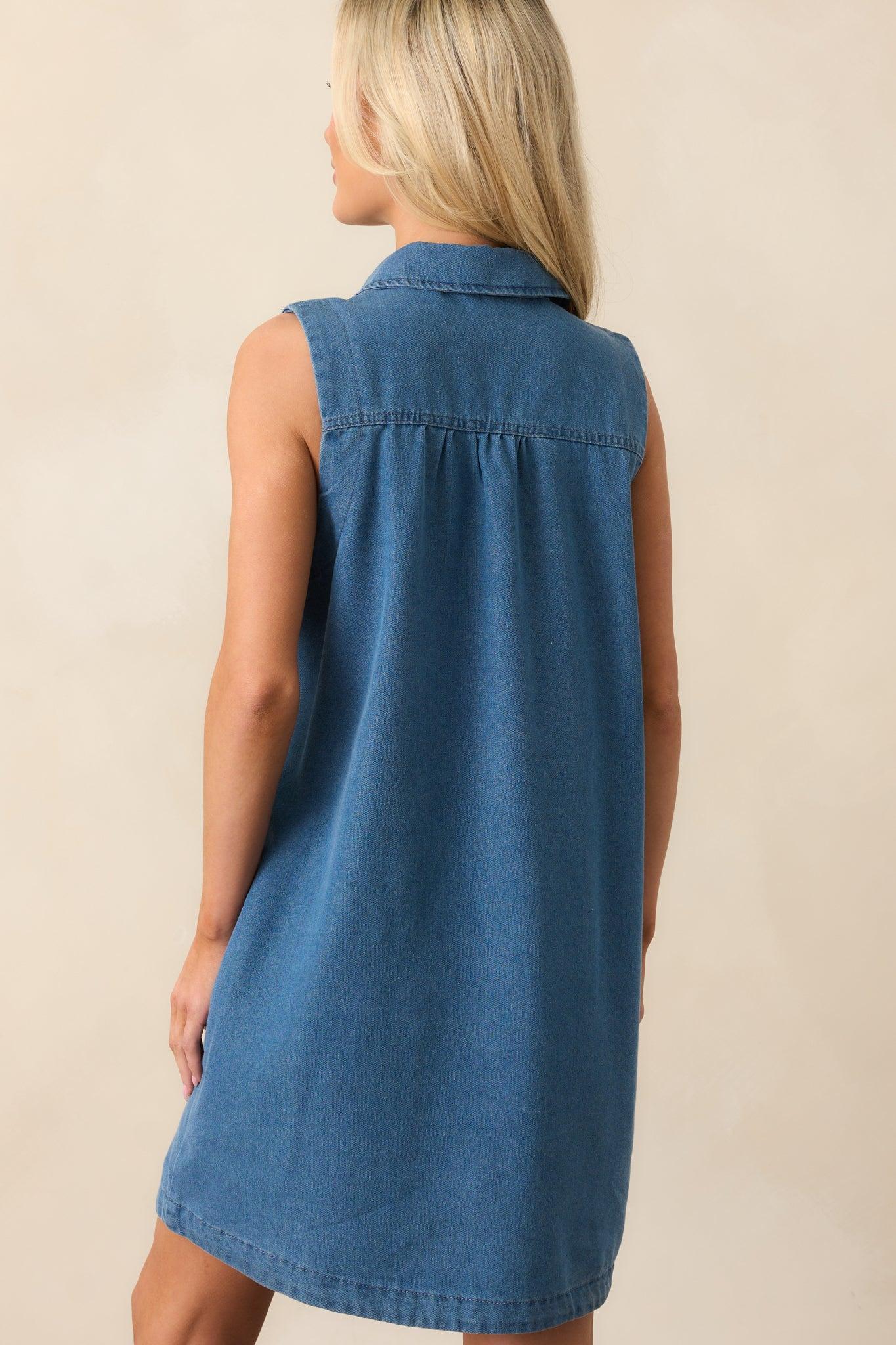 Nothing More Medium Wash Cotton Denim Mini Dress Product Image