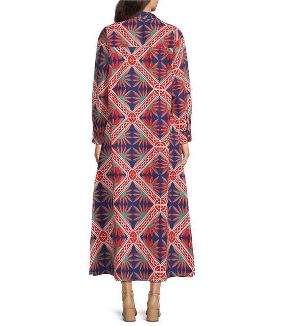 Ro's Garden Brussels Collar Neck Long Sleeve Button Front Midi Dress Product Image
