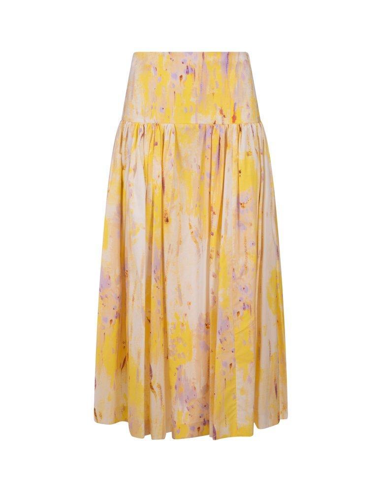 MSGM Straight Printed Skirt In Yellow Product Image