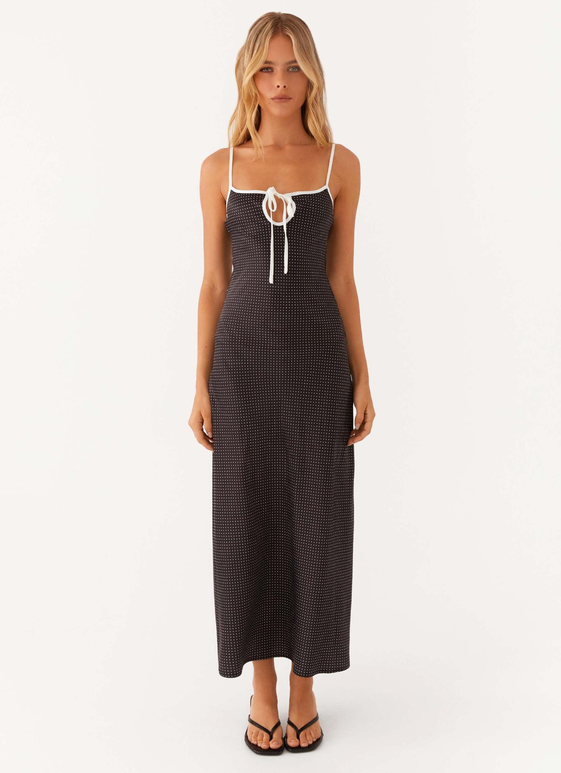 Sistine Midi Dress - Black Polkadot Product Image