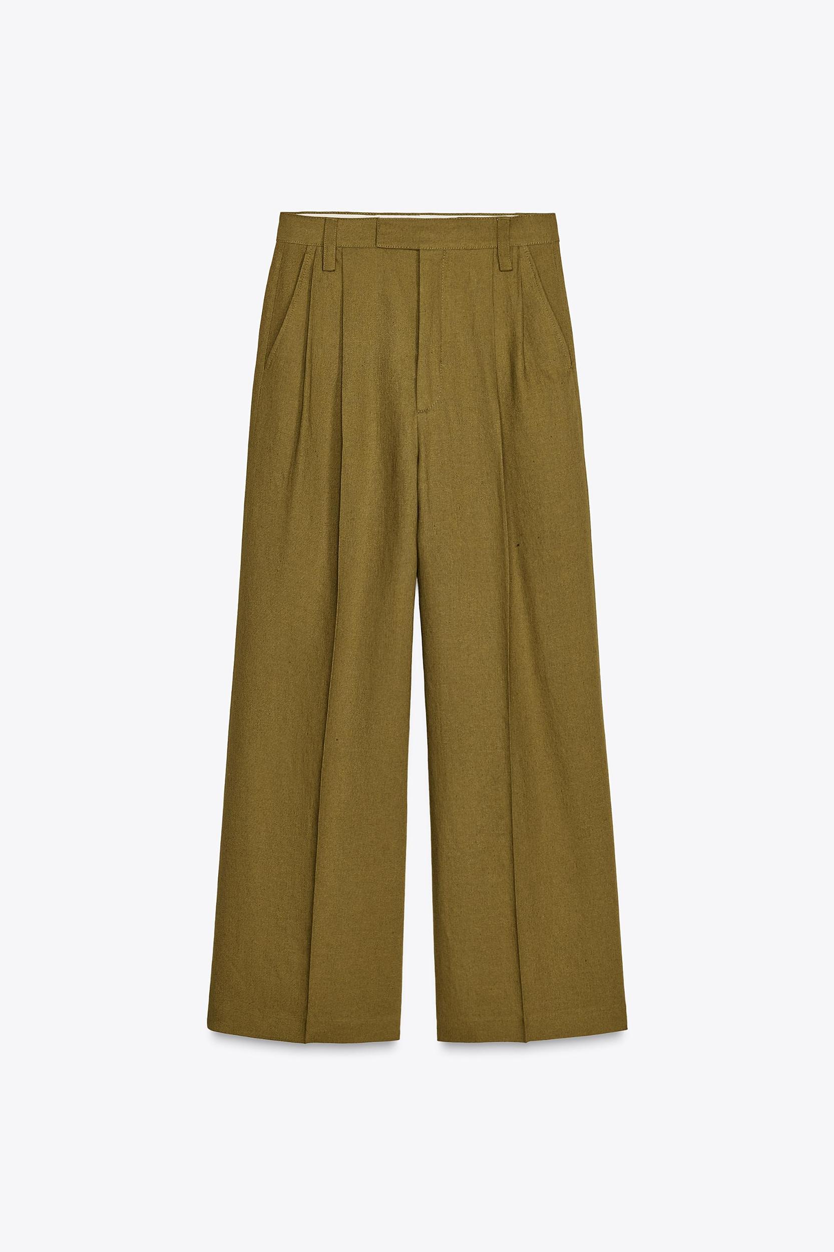 LINEN BLEND PLEATED PANTS ZW COLLECTION Product Image