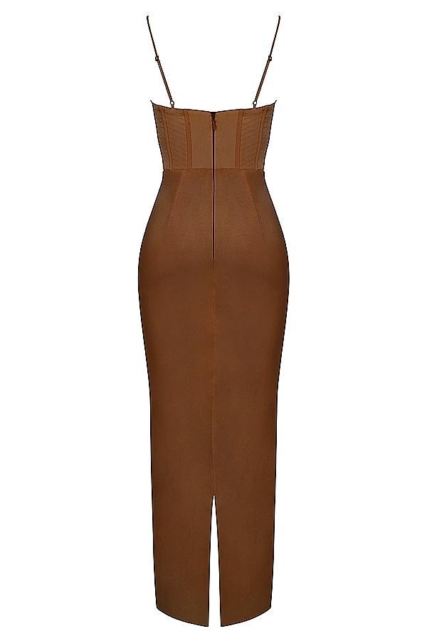 Charmaine Chocolate Corset Maxi Dress Product Image
