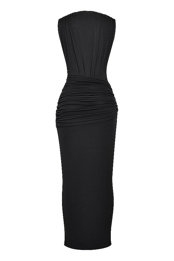 Larelle  black plunge maxi dress Product Image
