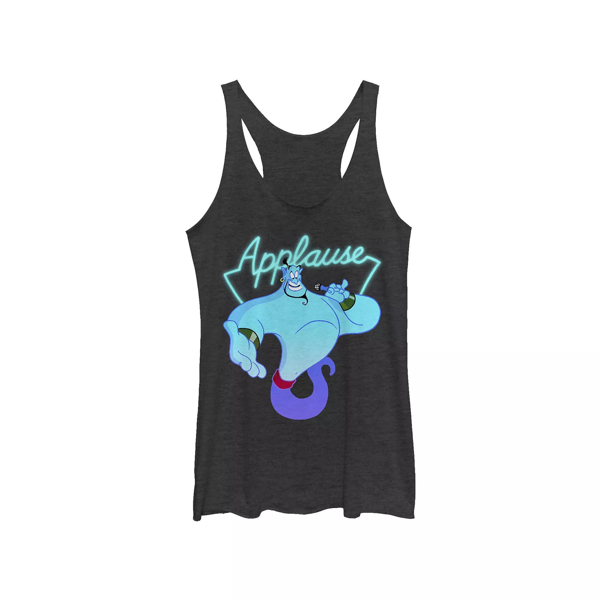 Disney's Aladdin Juniors' Genie Applause Sign Rackerback Graphic Tank, Women's, Size: Medium, Black Grey Product Image