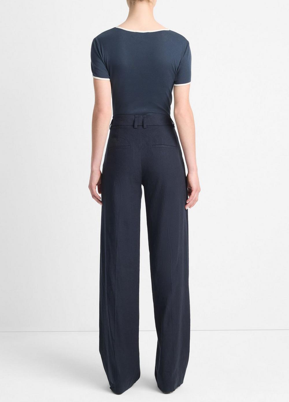 Linen-Blend High-Waist Wide-Leg Pant Product Image