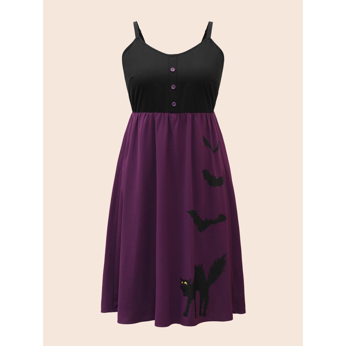 Plus Size Bewitched Color Contrast Splicing Midi Dress Deeppurplered Women Cocktail Contrast Party Curvy Bloomchic 18-20/2X Product Image