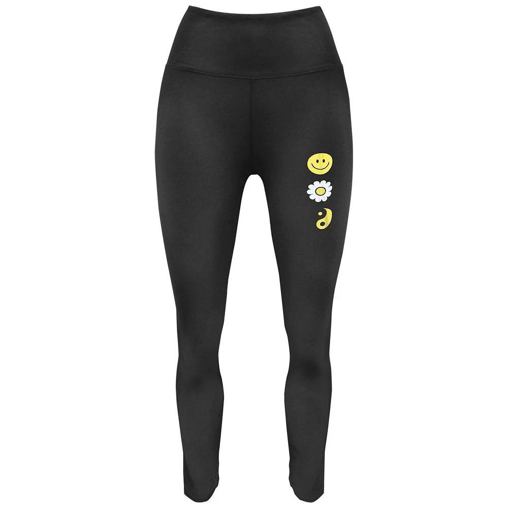 Women's Wild Flowers And Mushrooms Graphic Leggings, Size: XXL, Black Product Image