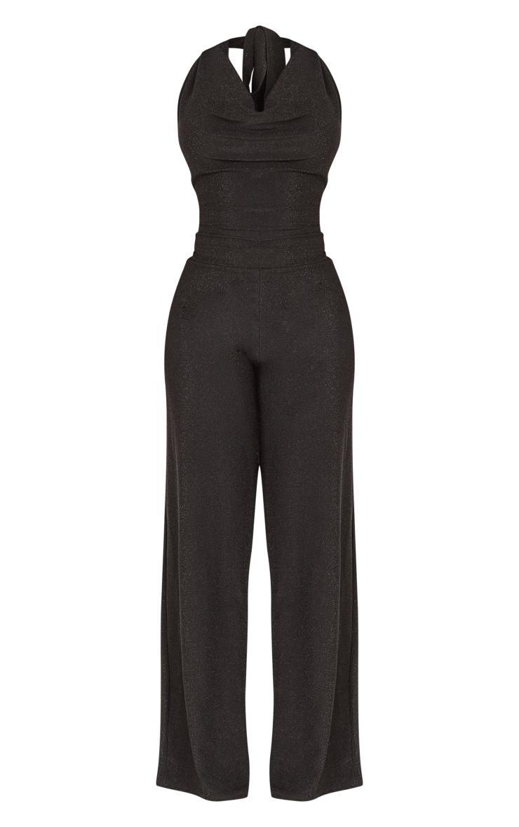  Shape Black Lurex Glitter Cowl Neck Jumpsuit Product Image