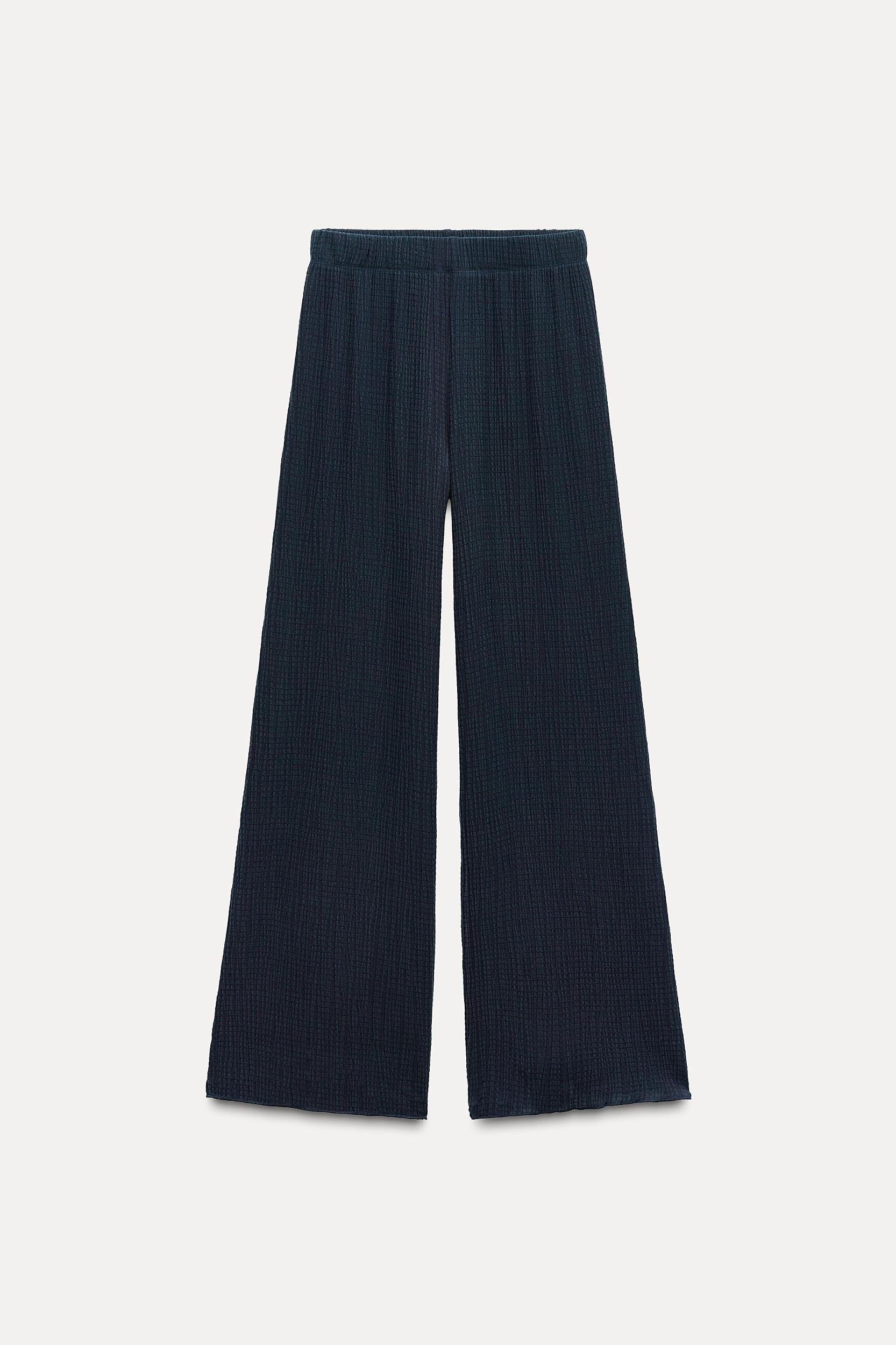 TEXTURED WIDE LEG PANTS Product Image