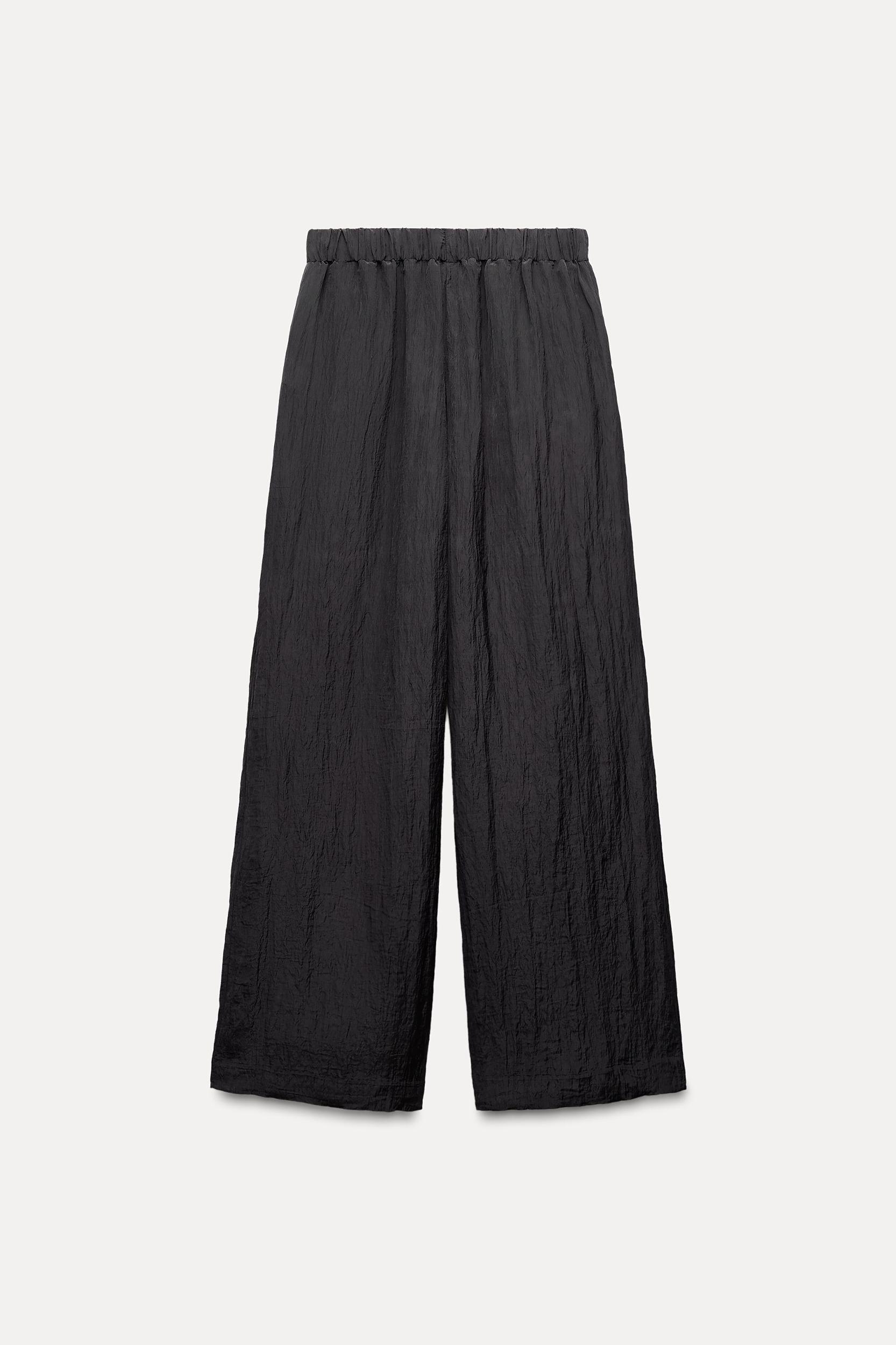 WRINKLED EFFECT WIDE LEG PANTS Product Image