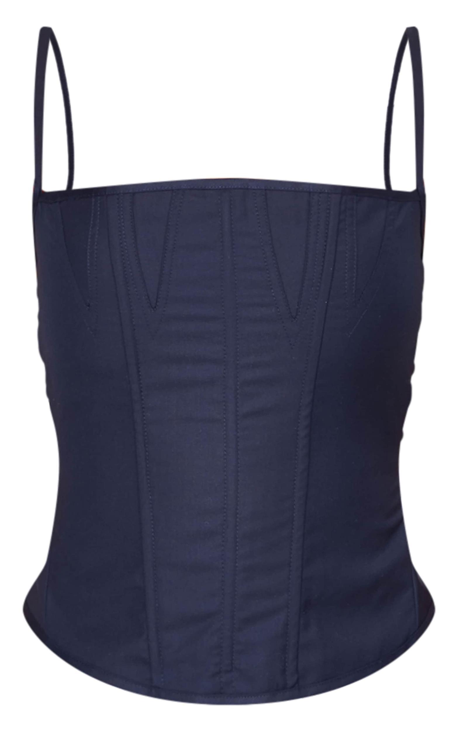 Indigo Premium Woven Lace Up Back Corset Product Image